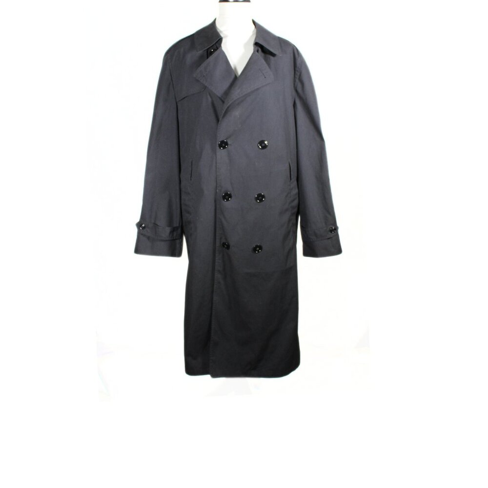 Vintage Y2K Black Military Trench Coat – Size 40L – Long Fit